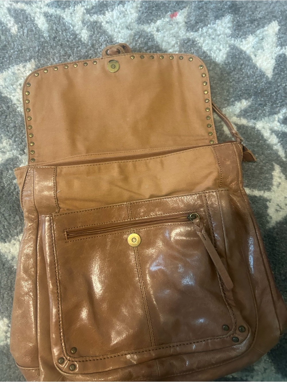 The Sak Embossed Leather Flap Backpack in Brown - Picture 3 of 8
